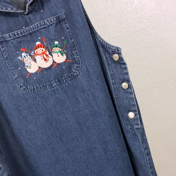 Shipshe Women's Denim Blue Jean Diamond Studded Split Side Embroidered Dress - Picture 6 of 15